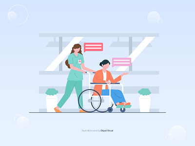 Nurse Take Care of Patient covid19 design flat healthcare hospital illustration medical nurse patient people vaccine