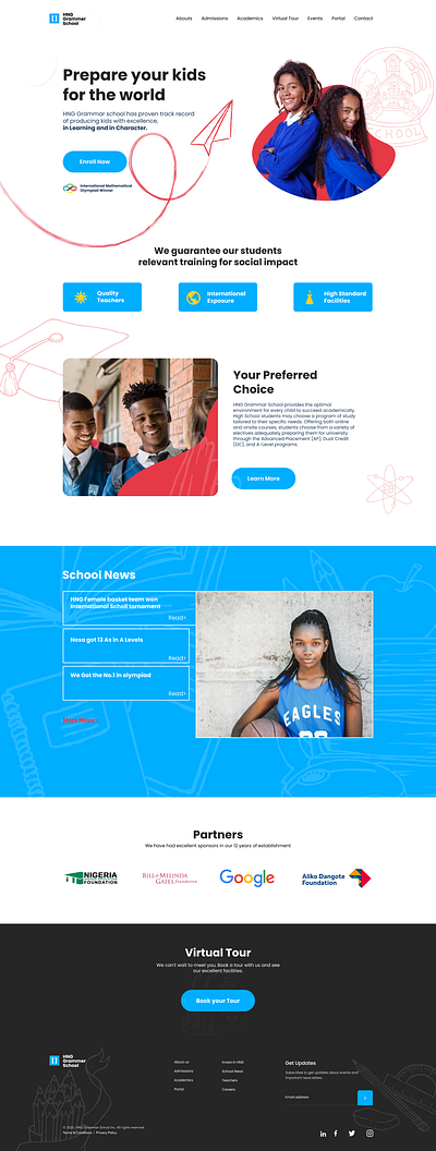 Modern School Landing Page figma high school illustration landing page school ui ux