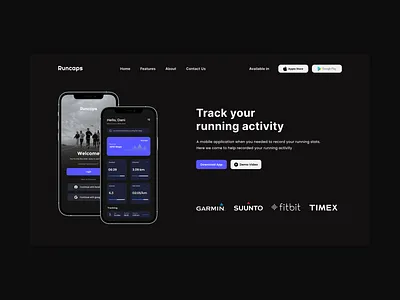Landing Page Website Runcaps gymapps landingpage landingpagemobile landingpagewebsite running runningapps sportapps uidesign uiux userinterfacedesign uxdesign websitesport workoutapps