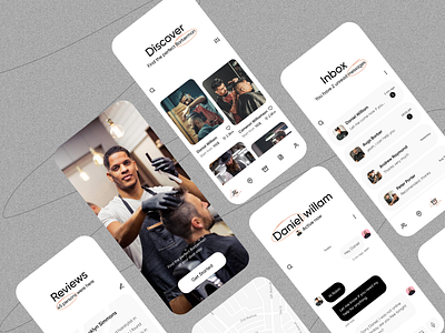 Barber Shop App app app design barber barber shop mobile app design on demand app saloon saloon app ui ui design uiux uiux design ux ux design