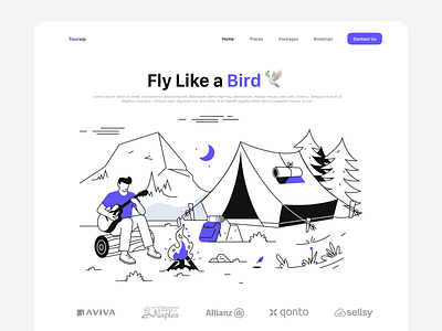Tourwp - Header Section 🚀 3d animation app art branding design designing dribbble graphic design icons illustration logo motion graphics popular trending typography ui ux vector web