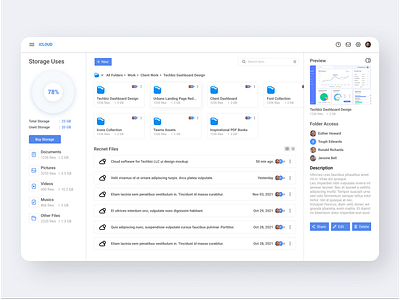 Cloud Storage Application application design cloud cloud storage dashboard storage ui ui design ux web web application