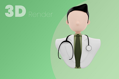 Doctor profile on 3D render 3d animation app branding character design doctor graphic design health icon ill illustration medical typography ui ux