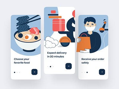 Onboarding Illustration 2d app design design food graphic graphic design graphics illustration onboard onboarding order ordering ronas it ui