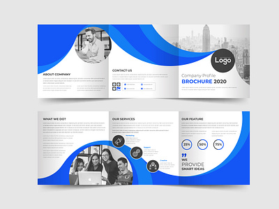 Modern Business Square Trifold Brochure Template adobe illustrator art banner bifold brand identity branding brochure business corporate cover design flyer graphic design logo magazine modern poster square template trifold