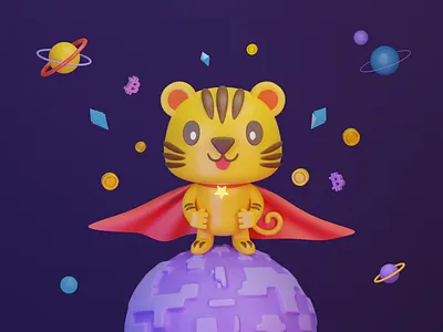 Rimau Swap 3D Illustration 3d blockchain crypto cryptocurrency decentralized exchange dex farming finance illustration swap tiger token webapp yellow