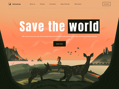 Universe - Web Design with Illustration animals clean colors earth ecology illustration illustrator nature savetheplanet ui ui design universe web web design