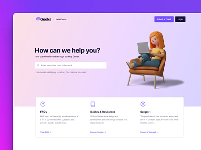 Help Center Design - Geeks UI help center design ui uikit webdesign