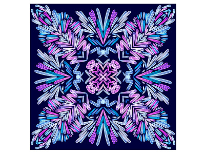 Blue and pink snowflake pattern abstraction border decor design illustration ornament packaging pattern