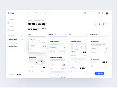 ⚔ Hiro - Project management dashboard clean dashboard design kanban management productivity project management schedule task task management tasks ui ux web app