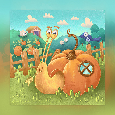 Snail animal artwork background bird book branding character art character design children digital art fairytale halloween illustraion illustration illustrator insect picture book pumpkin snail vegetable