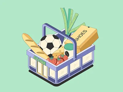 Offline store art design digital illustration isometric shop skillbox store vector
