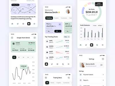 EasyInvest mobile app android app currency design flat graphic home invest ios layo mobile money news platform statistics stock studio ui ux