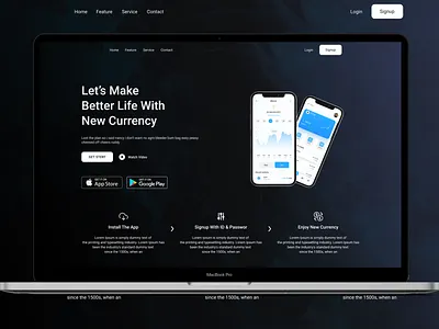 Crypto Wallet App Landing Page app landing page crypto app landing page crypto wallet app landing page cryptocurrency landing page design ryptocurrency website ui ux wallet app landing page website
