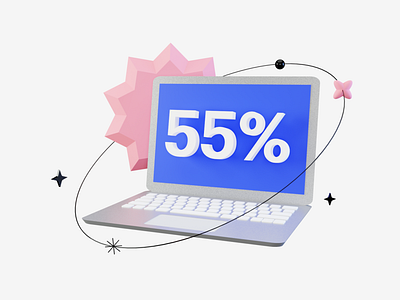 3d illustration about sale, notebook 3d 3d rendering blender design illustration sale
