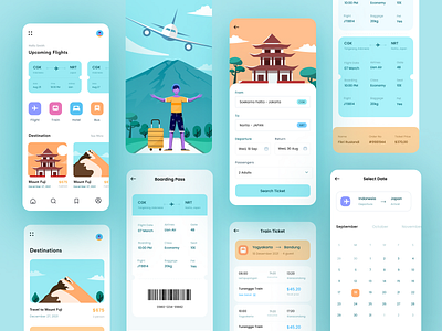 Accommodation App accomodation app bus details page flight hotel illustration plane ticket train ui