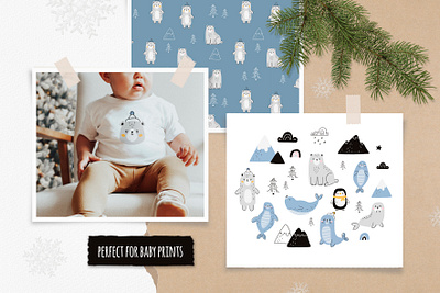 Arctic animals. Graphic collection baby christmas clipart design illustration kids vector