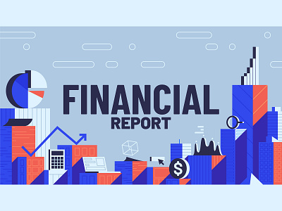 City of Finance animation chart city data design economy finance flat illustration landscape motion report skyscraper statistics title typography vector