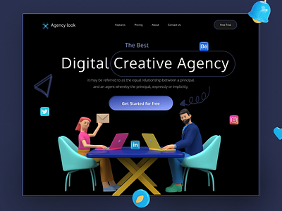 Digital Creative Agency 3d adobe xd agency website design animation branding design digital creative agency website figma graphic design illustration logo motion graphics ui ui design uidesign uiux user experience user interface design userinterface