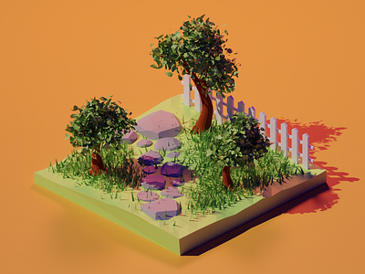 Isometric garden 3d illustration 3d 3d illustration 3d scene blender garden illustration illustration isometric isometric scene nickrybak