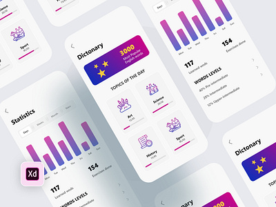 Dictionary Mobile App Design 📚 3d app branding design dictionary dictionary mobile app graphic design illustration landing page letest logo new ui ux vector web