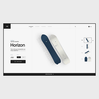 Snowboard Shop - Product Page clean design ecommerce flat minimal product snowboard sport ui ux