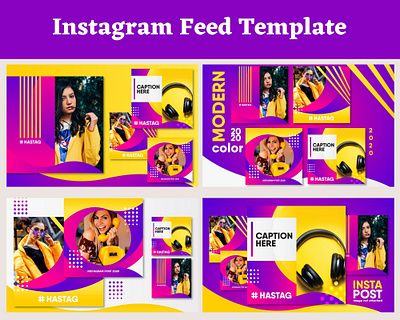 Instagram Feed Template | Draftik bannerdesign instagramfeeddesign poster templatedesign