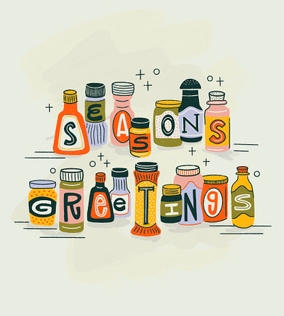 Sunday Punday No. 062 bottles christmas christmas card design festive holiday holidays illustration lettering procreate pun retro seasons seasons greetings spices thanksgiving type vintage