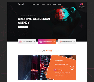 Agencall - Web Agency Landing Page agency branding creative design design graphic design photoshop ui upcoming ux web agency webdesign