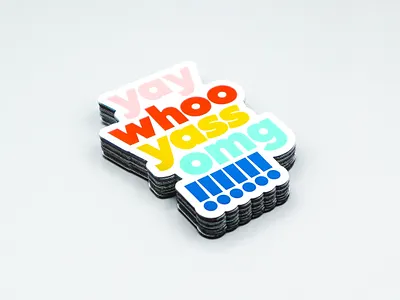 Yay Whoo Yas OMG Magnet design magnet stationery typography