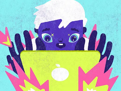 Catch that deal! black friday boy character computer deal design distressed ecommerce fire graphic design hero illustration illustrator macbook online shopping person sale texture vector