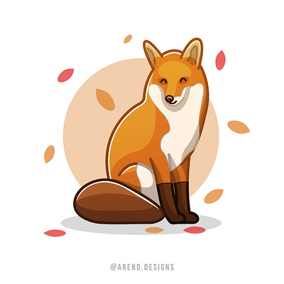 Autumn fox with red and orange leaves autumn autumn animals autumn colors autumn fox autumn fox illustration autumn illustration autumn logo autumn postcard template autumn vector design flat illustration fox fox illustration fox logo illustration outlined illustration postcard illustration simple illustration vector website illustrations