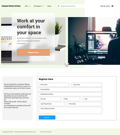 Computer Workers at Home, Landing Page #3 2d design figma landing page newbie product product design ui user interface ux website