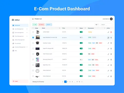 E-com Product management Dashboard admin dashboard admin ui clean design dashboard design e commerce ecom admin flat admin management system pos product dashboard product list product management dashboard simple admin ui
