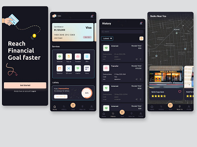 Finance App card finance app map ui ux