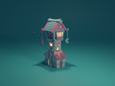 House of sweet dreams 3d art 3d design 3d illustration 3dart blue dream home house lowpoly pink sweet