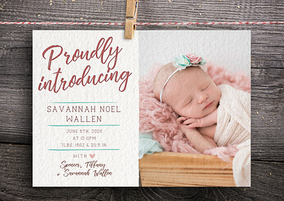 Proudly Announcing announcement baby announcement baby boy baby girl design embossed illustration letterpress photo