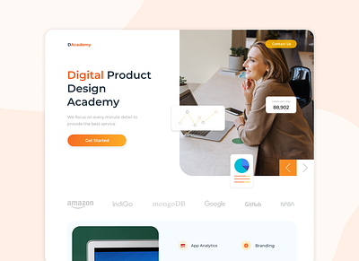 Digital Product Design Academy Landing Page academy branding design digital figma figmadesign illustration logo ui ux web website