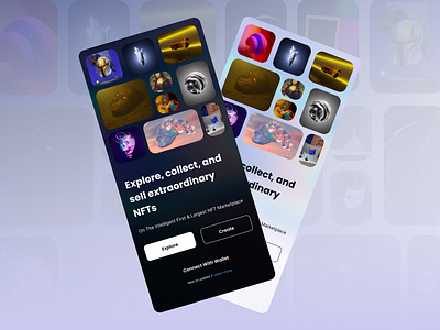 NFT App Concept application blockchain crypto cryptoart cryptocurrency dark dark and light design finance gui ios light mobile nft token tranding ui ux