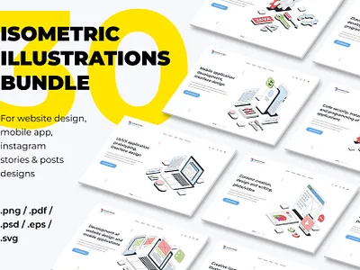 Isometric illustrations Bundle graphic design icon bundle