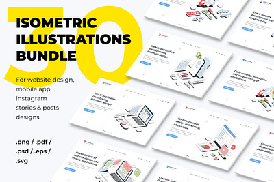 Isometric illustrations Bundle graphic design icon bundle