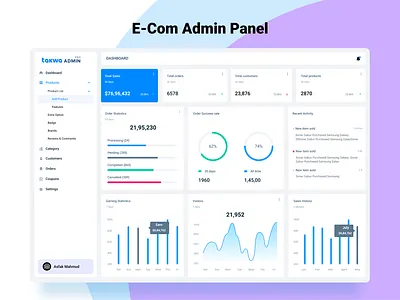 E-Com Admin Panel admin dashboard admin ui blue admin panel clean admin panel clean design dashboard design e com dashboard ecom admin ecom admin panel design ecom panel flat admin ui