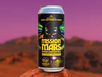 Mission to Mars - Interplanetary Ale alcohol astronaut beer beer can beers beverage brewery can er 2 graphic design illustration ipa label mars nasa packaging space typography