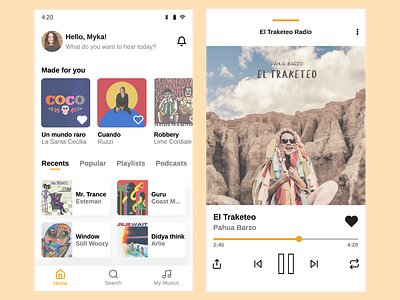 Music Player app challenge dailyui dailyui009 design home mobile app music musicapp musicplayer player ui yellow