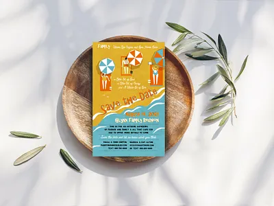 Beach Wedding Invitation beach wedding colorful design destination wedding illustration invitation sand save the date wedding