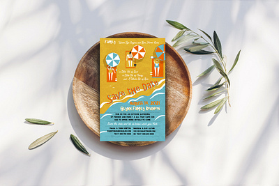 Beach Wedding Invitation beach wedding colorful design destination wedding illustration invitation sand save the date wedding