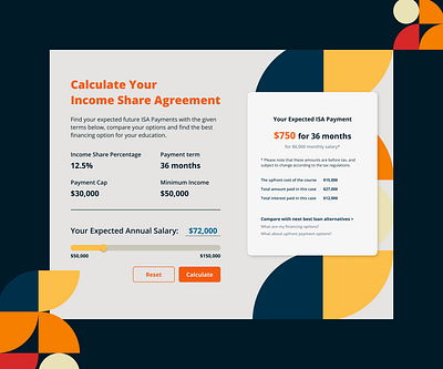 Daily UI #004 - Calculator for Income Share Agreements dailyui design ui