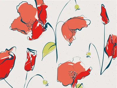 Poppy floral flower illustration kitchenaid motif pattern poppy standmixer