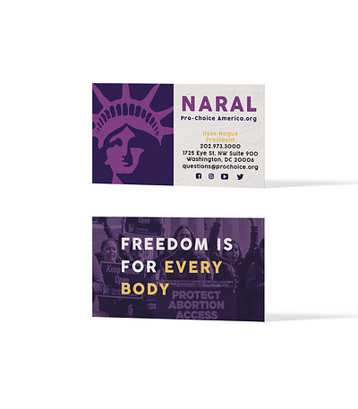 NARAL Nonprofit Business Card Design branding business card corporate customized design graphic design nonprofit professional stationery stationery design stationery set student work