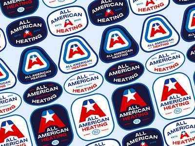 All American Heating Badges apparel apparel design badge design badges brand design brand identity branding colorado corporate identity graphic design illustration logo logo design logo symbol summit county typographic branding typography vector wordmark